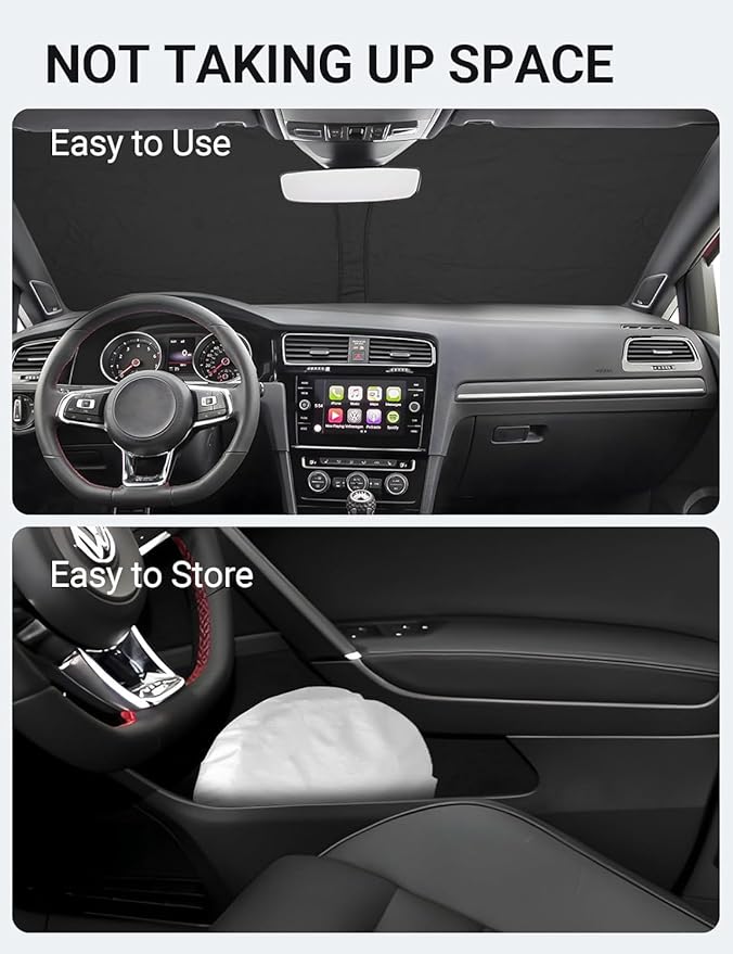 Proadsy 2026 Upgrade Front Windshield Sun Shade Foldable Sunshade Protector Custom Fit 2015-2021 Volkswagen Golf GTI Accessories
