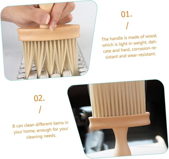 Healifty 5pcs Wooden Handle Dust Brush Car Air Vent Cleaner Electric Duster Detailing Tool Kit