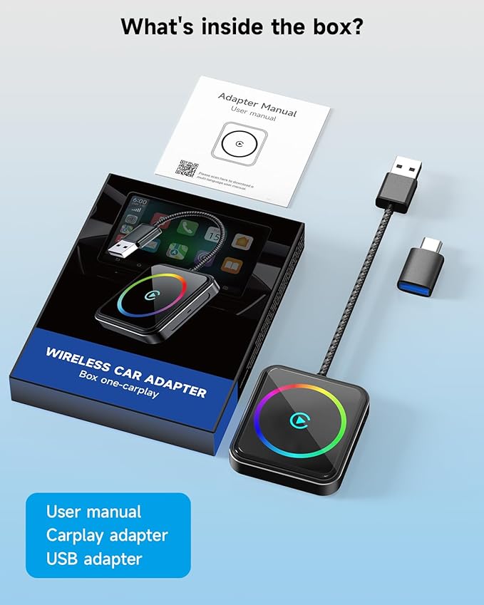 Wireless CarPlay Adapter for Apple iPhone,Android Auto & 2-in-1 CarPlay,Converts Wired to Wireless. Instant Auto-Connect, Low Latency, Plug and Play USB-A/C(iOS 10+, Android 11+) 2026