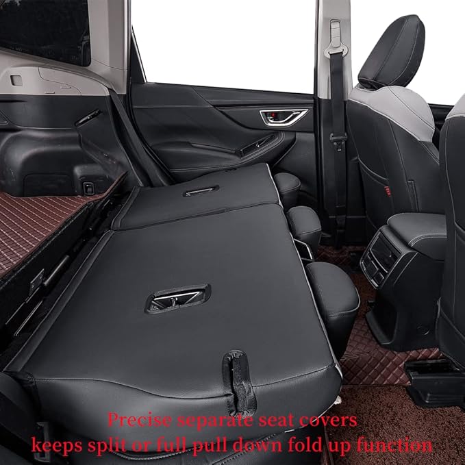 coverdream Forester Leather Seat Covers Custom Fit for 2019-2024 Subaru Forester SUV Seat Cushion,Fully Covered,Airbag Compatible Waterproof Car Seat Protector (Full Set,Black/Gray)