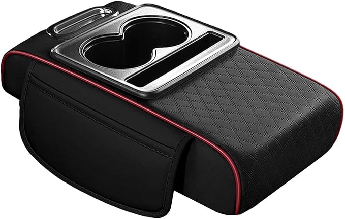 Car Center Console Pad Armrest Cushion Pad Anti Slip Car Decoration with Cup Holder Tissue Box Slot for Car SUV, Style H