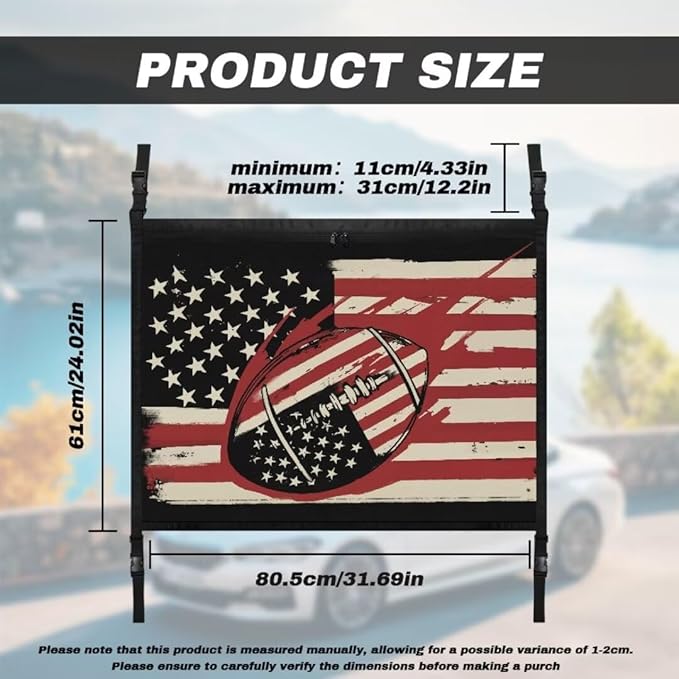 Car Roof Storage Bag Rugby Flag Print Auto Seat Storage Hanging Bag Premium Car Seat Organizer Car Travel Accessories Compatible with Most Cars