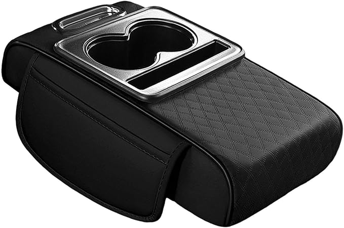 Car Center Console Pad PU Leather Armrest Organizer with Tissue Box Slot for Vehicles, Style J