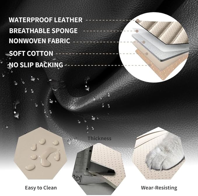 Front Seat Covers Fit for Toyota Matrix 2003-2014, Car Seat Covers Front Seats, Breathable Faux Leather Automotive Seat Covers Front Pair Anti-Slip Seat Cover(Beige, Front)