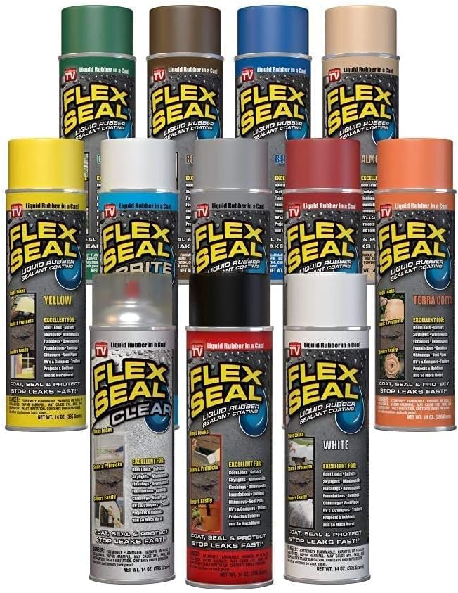 Flex Seal, 14 oz, Almond, Stop Leaks Instantly, Waterproof Rubber Spray On Sealant Coating, Perfect for Gutters, Wood, RV, Campers, Roof Repair, Skylights, Windows, and More