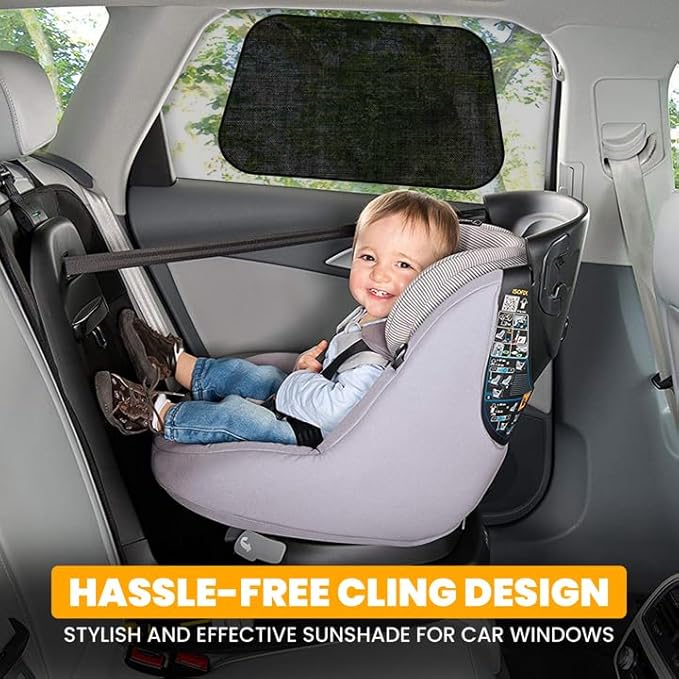 EcoNour Car Side Window Shades for Baby | 4 Pack - Car Window Sun Blocker Shades for Kids | Foldable Cling Window Cover Protects UV & Heat Glare | Window Shade for Privacy | Medium (21"x12")