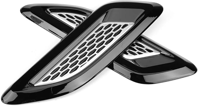 Exterior Hood Air Vent Outlet Wing Trim ABS Plastic Hood Air Vent Trim Replacement for 2012-2018 Sport 2014-2018 Discovery 4 2010-2016 2 2007-2014 (Black & Silver)