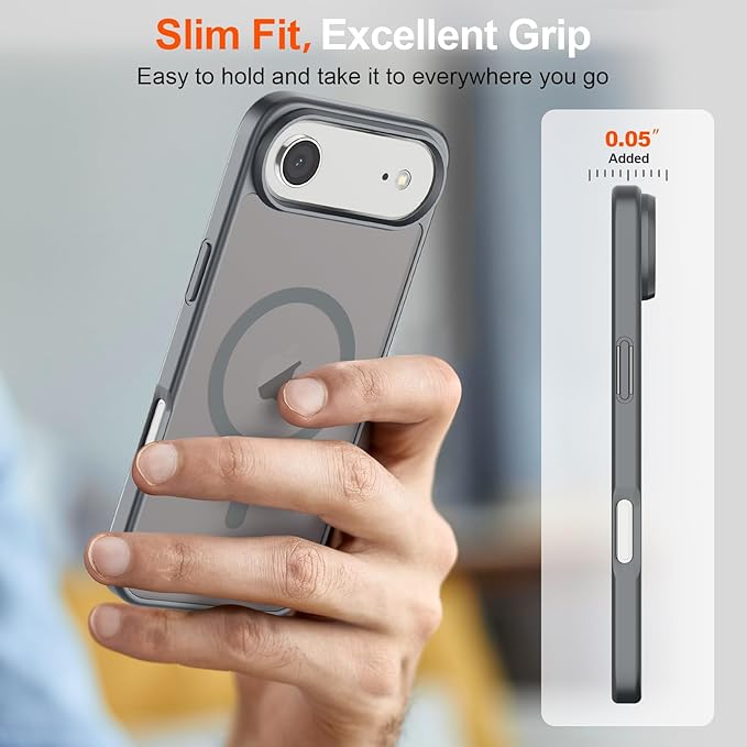 SUPFINE Magnetic for iPhone Air Case (Compatible with MagSafe)(Military Grade Drop Protection) Slim Translucent Matte Shockproof with Anti-Fingerprint Phone Cover for 17 Air,Gray