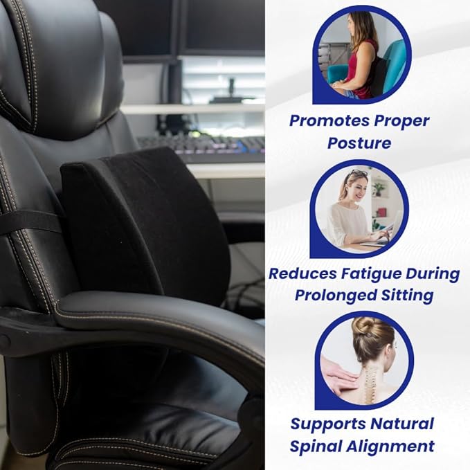 Thin Ergonomic Bucket Seat Lower Lumbar Back Support Pillow Cushion for Office Chair, Car, Truck, Wheelchair, Gaming Chair and Recliner for Pain Relief Made in USA - Gray