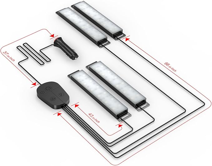 YiLaie Car Lights Interior, Smart Interior Car Lights with App Control, Under Dash Footwell Neon Internal Lighting Kit Multicolor, Cigarette Lighter DC 12V for Car Accessories