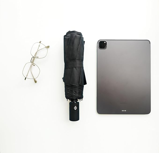 BAODINI Small UV Protection Travel Umbrella Compact for Rain and Sun UPF 50+ Windproof Portable 42 inch Umbrella for Women and Men