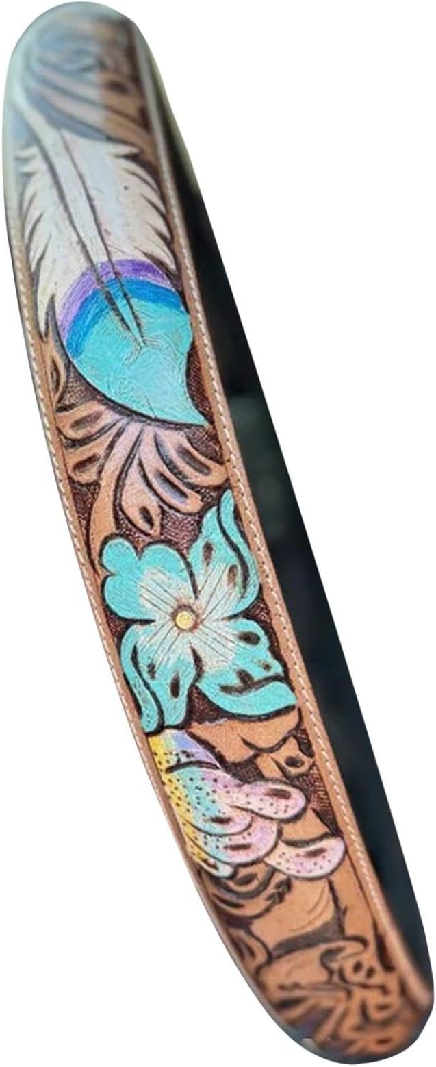 Steering Wheel Cover Western Car Tooled Leather Retro Cowboy Car & Truck Accessory, Universal 15 Inch Non Slip Wheel Cover for SUV, Pickup, Comfortable Grip, Easy to Install (Blue)