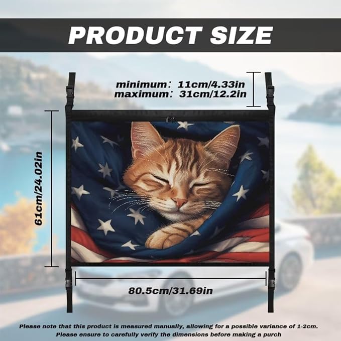 Cat USA Flag Car Roof Storage Bag Car Roof Seat Organizer Multi-Purpose Car Bag Storage Box Organizer Pouch Pocket One Size Car Travel Accessories Suitable for Cars, SUVs