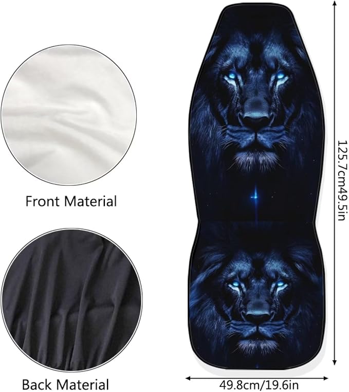 Cool Lion Print Car Front Seat Cover Set of 2, Auto Bucket Seats Protector Universal Car Accessories Interior Decor for Women Men