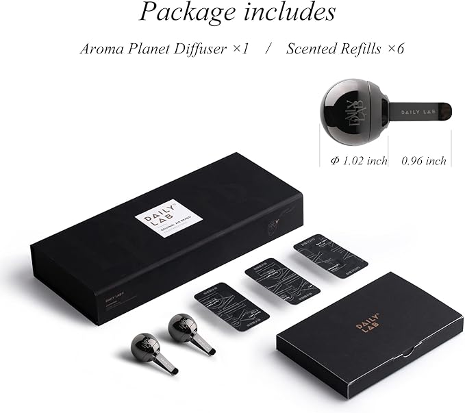DAILY LAB Aroma Planet Car Perfume Air Freshener - Vent Clip, 3 Scents, 6 Refills, Luxe-in Car Accessories, 45-Day Long-Lasting Scents