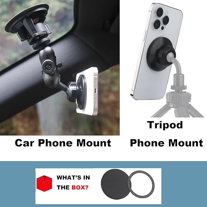 Magnetic Phone Mount Base for MagSafe 17mm (0.67") Ball Socket, Phone Car Mount Accessory