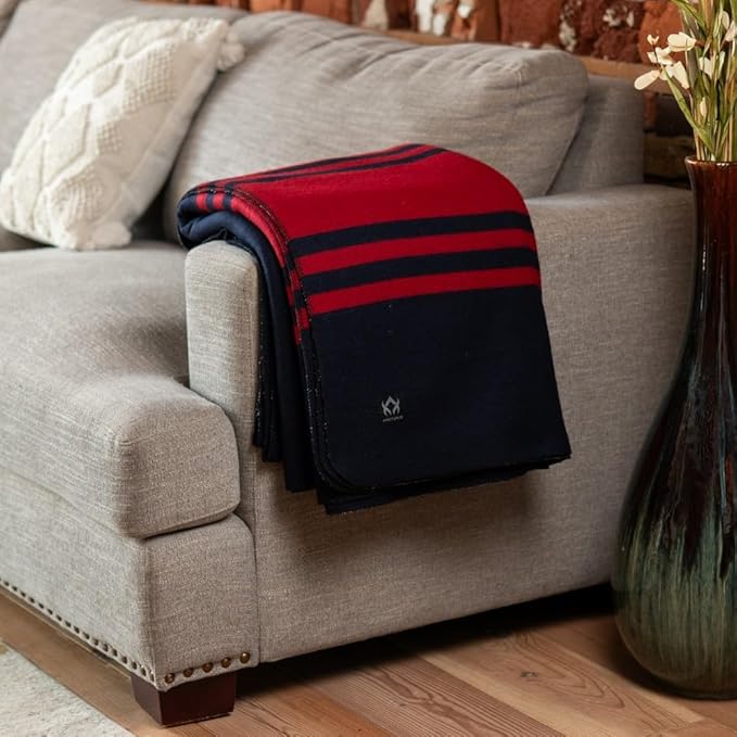 Arcturus Rainier Wool Blanket - Warm, Heavy, Washable, Bed Blanket | Great for Home & Camping (Lava Canyon, Queen)