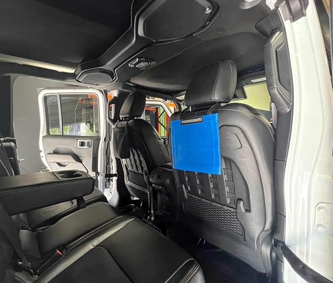 SPIDERWEBSHADE Seatback Sac - Backseat Car Storage Organizer - Large Mesh Pocket for Organizing Snacks, Toys, Tablets, Phones, Car Travel Accessories - Universal For Most Vehicles (Blue)