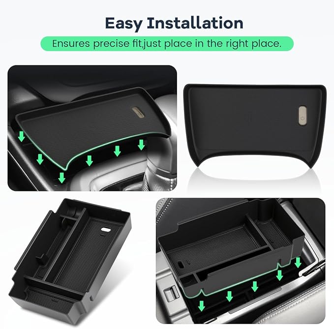 2PCS Center Console Organizer Tray Compatible with Subaru Crosstrek 2024 2025/Impreza 2024 2025 Interior Accessories, Silicone Center Console Wireless Charging Mat + Armrest Storage Box