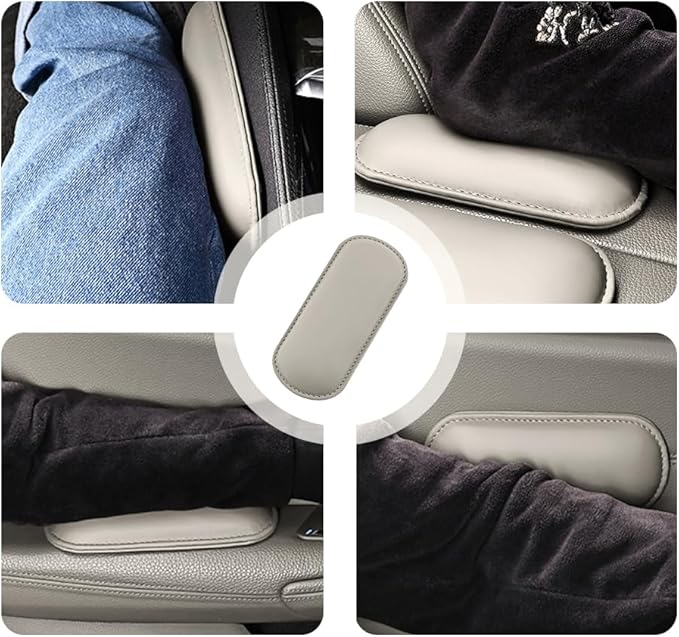 2PCS Car Door Armrest Pads,Soft Leather+Memory Foam Car Knee Pads for Arm Support&Protect Elbow and Knee,Universal Car Elbow Pads Car Accessories Interior (Beige)
