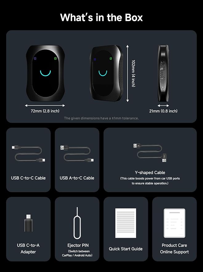 Magic AI Box, Wireless CarPlay/Android Auto Adapter, Car Video Box Supports for Netflix/YouTube/TikTok/TF Card, DriveChat AI Smart Box with GPS/Dual Bluetooth