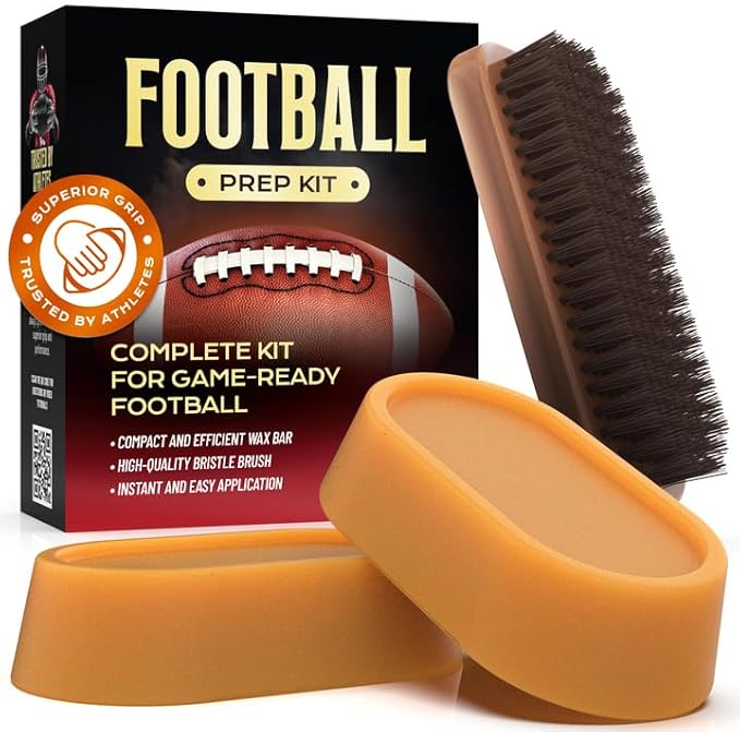 FORTIVO 3 in 1 Football Prep Kit - for Secure Grip and Improved Tack, Leather Football Wax and Accessories for Professional and Youth Players - with 2 Wax Bars & 1 Brush