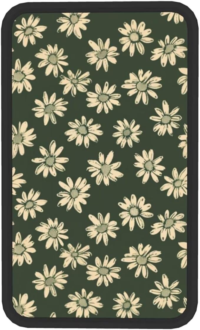 Center Console Cover Sage Green Daisy Middle Console Armrest Lid Hippie Floral Flower Arm Rest Pad Protective Cover for Vehicle SUV Truck Sedans