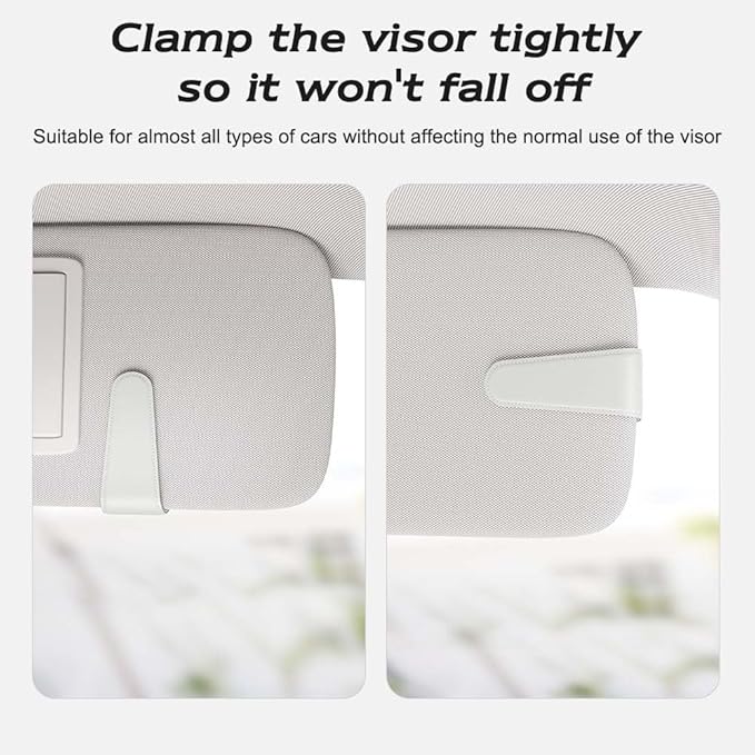 Sotfamily Sunglass Holder for Car Visor, Suede Cloth Magnetic Sunglass Organizer for Car Accessories, 2 Packs, White