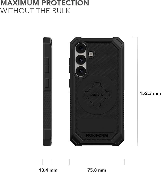 Rokform Rugged Case Compatible with Galaxy S25, Magnetic Cover with Twist Lock, Drop Tested Armor (Black)