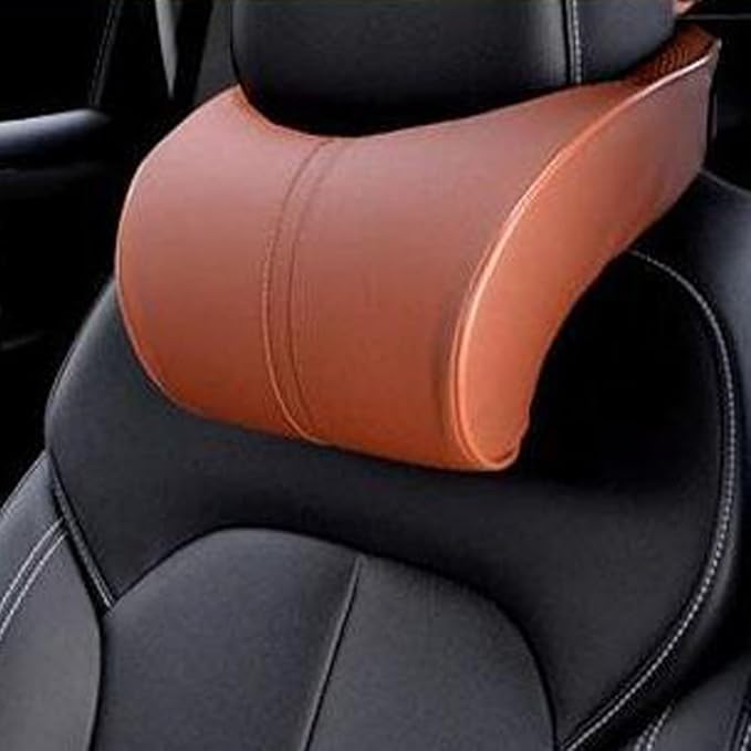 Car Seat Neck Pillow Headrest Head Support Pillow Cushion Pad Soft Memory Foam PU Soft Leather Comfortable with Adjustable Strap