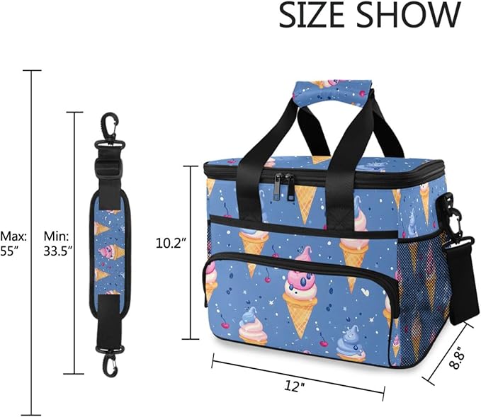Cooler Bag Insulated Picnic Bag Large Lunch Box Reusable Tote Bag Soft Sided Portable Beach Cooler Grocery Camping