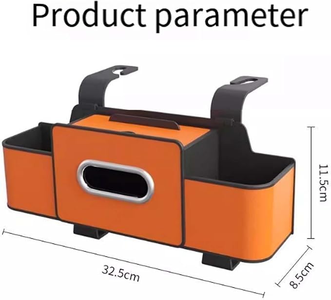3-in-1 Car Backseat Organizer, 2026 Upgraded Multifunctional Car Seat Back Storage Box, Backseat Car Organizer with 2 Cup Holders, Tissue Box & Hooks, Universal Car Essentials (Orange)