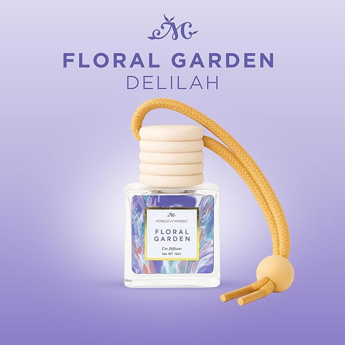 Honestly Margo Floral Garden Car Diffuser Air Freshener (0.34 Fl Oz, Pack of 1) – Stylish Scent Diffuser with Perfume – Must-Have Essentials for Women, Car Fresheners Long Lasting for a Fresh Drive