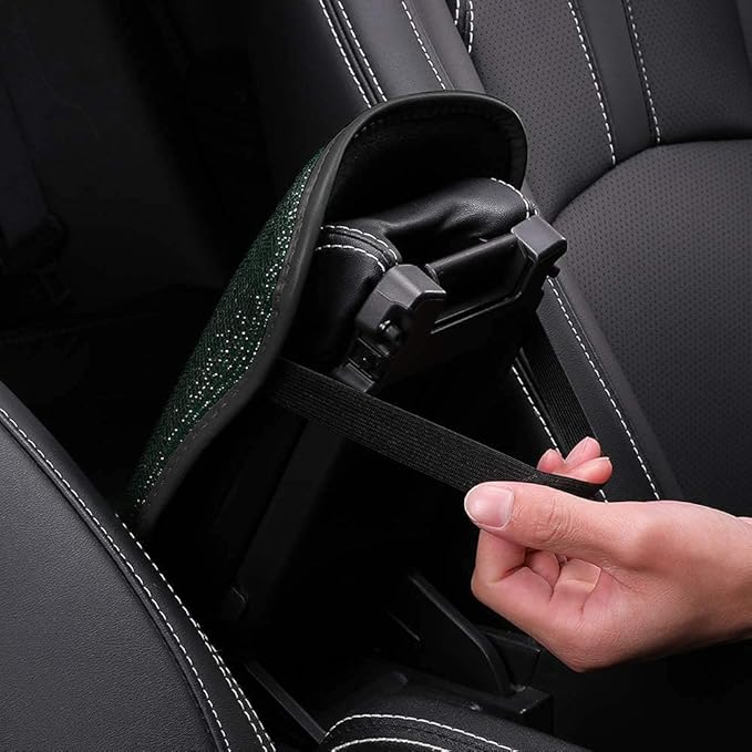 Bling Bling Car Armrest Cover Auto Center Console Protective Cover Luster Crystal Rhinestone Car Arm Rest Cushion Pad Car Interior Accessory (Bling-Blue)