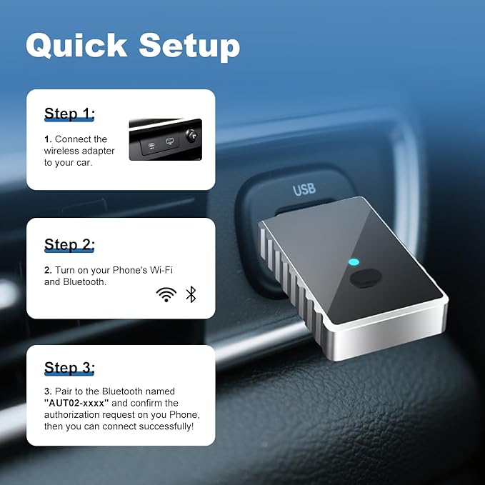 Wireless CarPlay Adapter for iPhone - Carplay&Android Auto Wireless Adapter Convert Wired to Wire-Less Carplay Dongle Fast Setup No Latency for Cars with Built-in Car-Play
