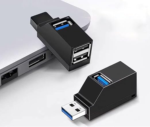 (2 Pack) USB 2.0 Splitter,3-Port USB 3.0 Hub, USB Port Expander Dongle Portable for PC, Laptop and More (Black)
