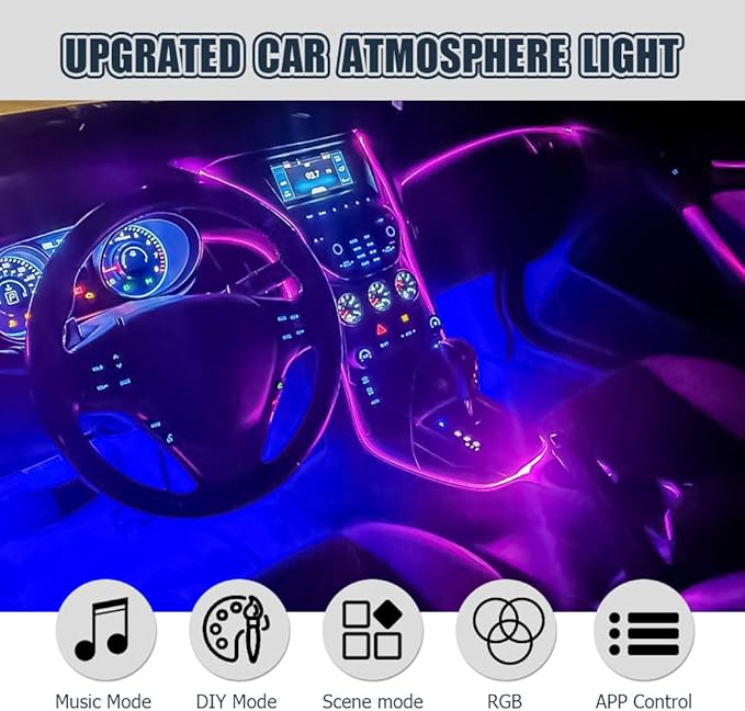 Smart Car LED Strip Lights, Led Lights for Car, 12V LED Lights Running Board Lights, Universal Multicolor LED Car Lights Kits Car Interior Accessories Fit for Truck Car SUV (Cigarette Lighter)