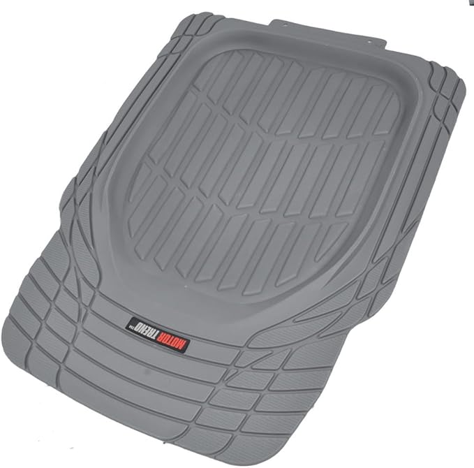 Motor Trend Front Floor Mats FlexTough Tortoise - Heavy Duty Rubber Floor Mats for Car SUV Van & Truck - All Weather Protection - Deep Dish Mats