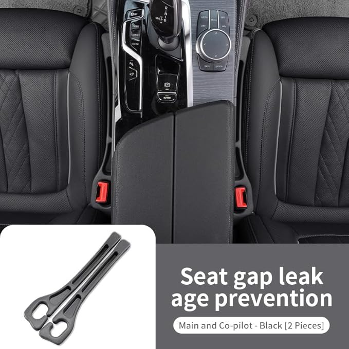 Car Seat Gap Filler Organizer Universal Fit Car SUV Truck Console Side Plug Strip Stopping Phone Key from Falling, Pack of 2 Black (Black)