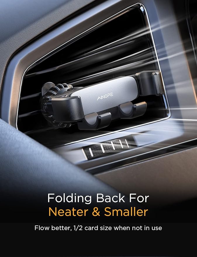 AINOPE Car Phone Holder Mount Vent 2025 Gravity Air Vent Phone Holders for Your Car for iPhone 16 Pro Max with Vent Clip Hand Free Cell Phone Car Mount Holder for iPhone 15 Plus Samsung Silver
