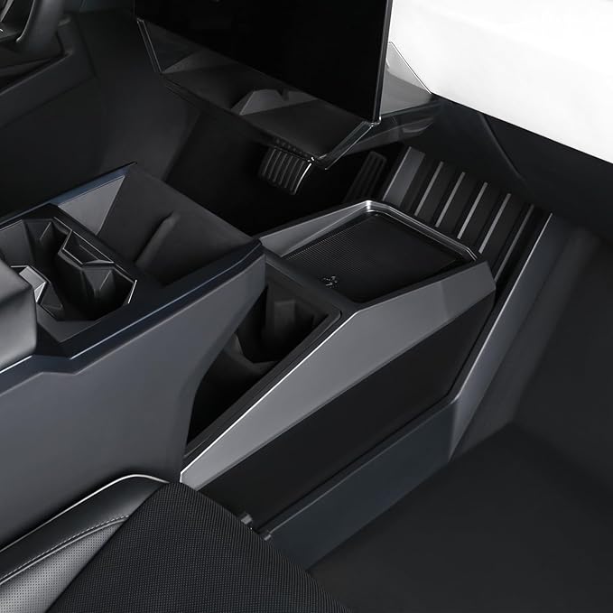 Floor Center Console Organizer for Tesla Cybertruck 2024 2025,Custom Fit Multifunctional Storage Box for 2024 2025 Cybertruck Accessories,Center Console Storage with Cup Holder