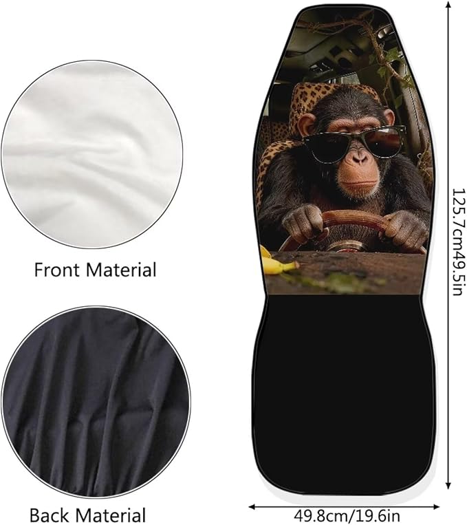 Funny Car Front Seat Covers Breathable Car Seat Cover for Front Seats Set of 2 Gorilla Elastic Polyester Removable Automotive Accessories for Cars Sedans and SUVs