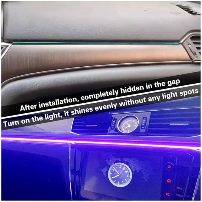 Acrylic Interior Car LED Lights with Remote and Wireless APP 6 in 1,Ambient Lighting Kits Fiber Optic Strip LEDs,16 Million Colors Music&DIY Function