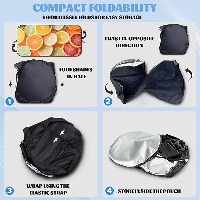 Fruit Car Window Sun Shield Citrus Orange Lemon Lime Grapefruit Slices Front Window Sun Shade Block UV Rays Sun Shade Visor Protector for Car Sedan Truck SUV Accessories 59" L x 31.5" W