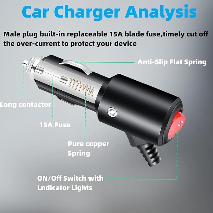14V Car Charger Cable for NOCO Jump Starter Compatible with NOCO GB70 GB150 GB250+ GB251+ GB500 GB500+ Genius Boost Ultra Safe Lithium Jump Starter Battery Car Power Adapter Cord