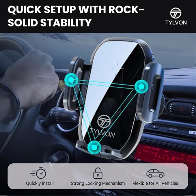 Wireless Car Charger, Air Vent Auto-Clamping Car Mount 15W Fast Charging, Compatible with iPhone 15/14/13/13 Pro/12 Pro Max/12 pro/12/11/10, Samsung Galaxy S24/S23/S22, Google Pixel 8/7/6