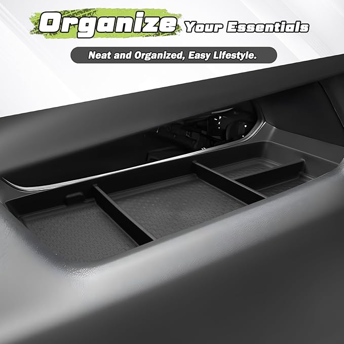 Sunsdrew 2025 Equinox Under Center Console Organizer for 2025+ Chevrolet Equinox Accessories TPE Lower Center Console Tray 2025 Chevy Equinox Console Organizer(NOT fit Equinox EV Version)