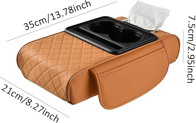 Car Armrest Pad for Toyota RAV4 XA50 RAV 4 2019-2024, PU Leather 5-in-1 Armrest Storage Box Center Console Cover Armrest Cushion Arm Rest Cushion Pads with Cup Holders and Tissue Box