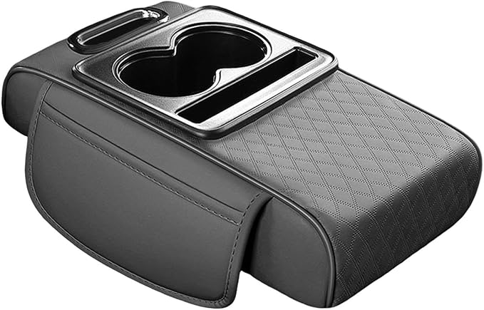 Car Center Console Pad PU Leather Armrest Organizer with Tissue Box Slot for Vehicles, Style K