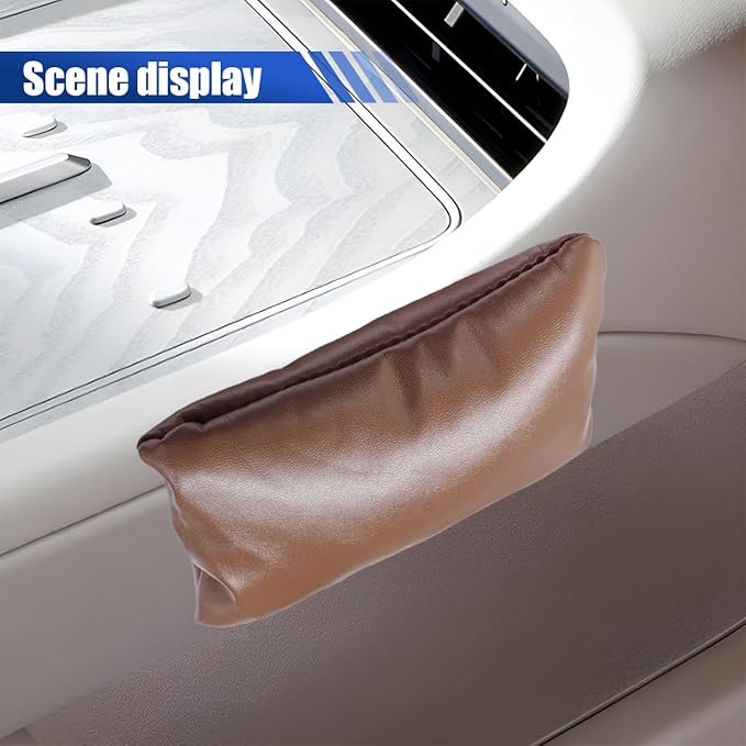 Car Knee Cushion Pad, PU Leather Automotive Center Console Elbow Armrest Pillow, Soft Auto Door Leg Support Pad Protector, Universal Vehicle Interior Comfort Accessories (Coffee)